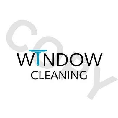 Simple modern window cleaning logo with blue squeegee