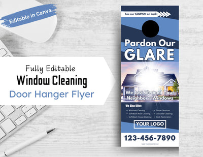 Window cleaning door hanger flyer fully editable