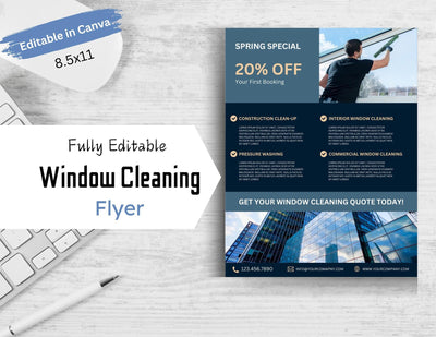 Fully Editable Window Cleaning Flyer | Window Washing | Banner Flyer | 8.5x11 | Commercial | Professional | Pressure Washing | Marketing