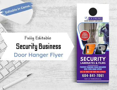 Editable Door Hanger Security Business Flyer | Surveillance Camera Companies | Canva Template | Security Film | Home Security Flyer | Custom