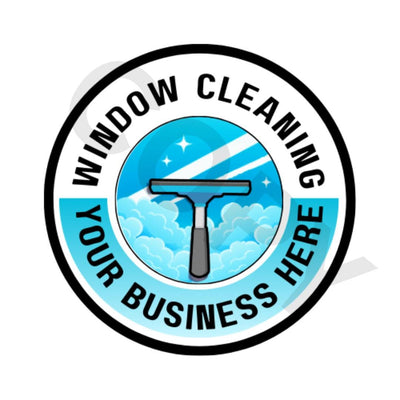 Editable Circle Window Cleaning Logo with Squeegee