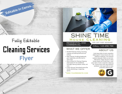 Editable Flyer for House Cleaning Services and Janitorial