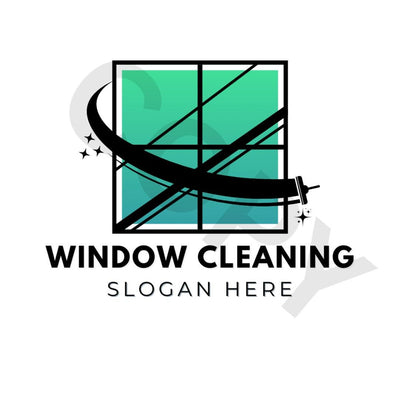 Square Window Cleaning Logo with Squeegee