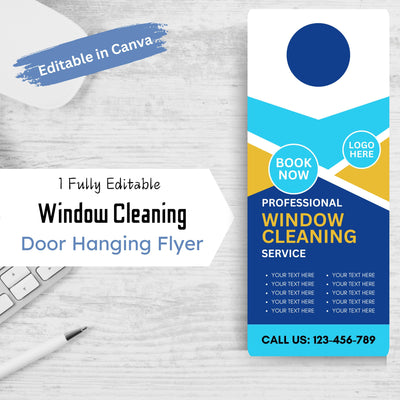 Geometric Blue & Yellow Flyer for Window Cleaning & More