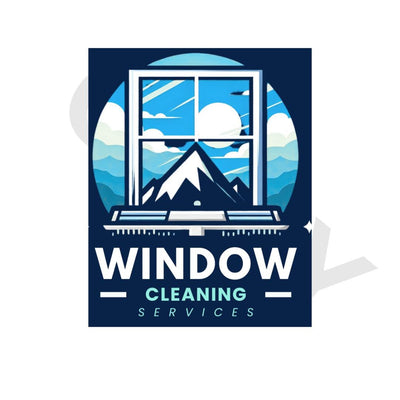 Window Cleaning Logo with Mountains