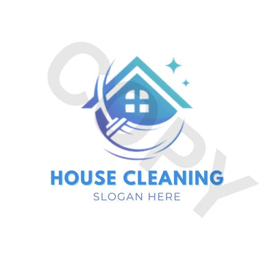 Editable Cleaning Business Logo, Broom and House