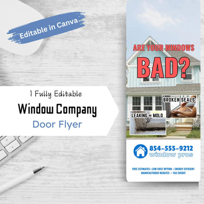 Editable Window Cleaning Flyer | Canva Template | Simple Business Flyer Design | Door Hanging Flyer | Hanger Flyer | Window Washing | Blue
